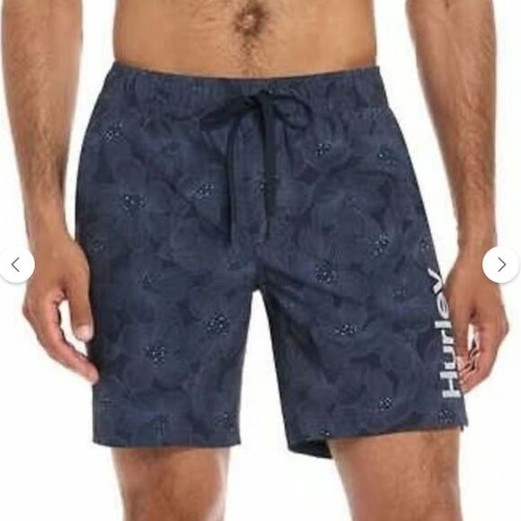 Hurley Other - Hurley Men's NWT Dark Blue Floral Pattern Regular Fit Swim Short Size Medium